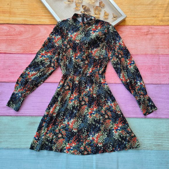 & Other Stories Black Floral A-line Mini Dress 4 - Picture 1 of 5